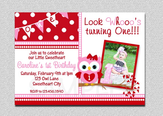 Pink 1st Birthday Owl Birthday Invitation 1st Birthday Owl Birthday Party Invitation Printable Il_570xn
