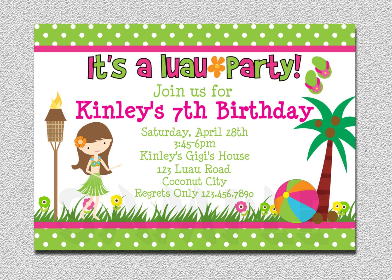 Luau Birthday Invitation Luau Birthday Party Invitation Printable Il_570xn