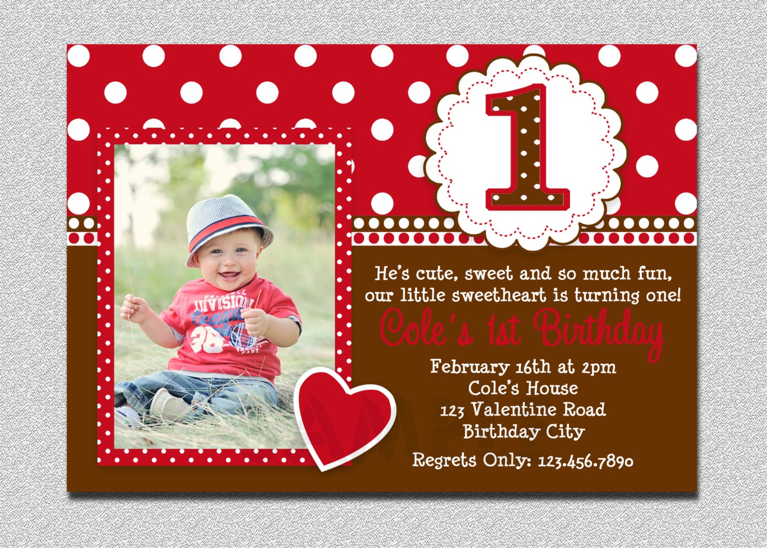 Boys Valentine Birthday Invitation 1st Birthday Valentines Birthday Party Invitation Printable Il_570xn
