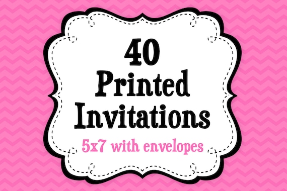 40 PRINTED INVITATIONS - 5x7 Invitations with Envelopes , SHIPS within 1-2 days by The Trendy Butterfly Il_570xn