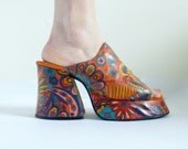 90s Chunky Platform Sandals- 7, Club Kid, Retro, Hipster, Groovy
