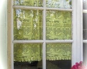 Yellow French Lace Valance, Kitchen Cafe Curtain, Yellow Lace Curtain