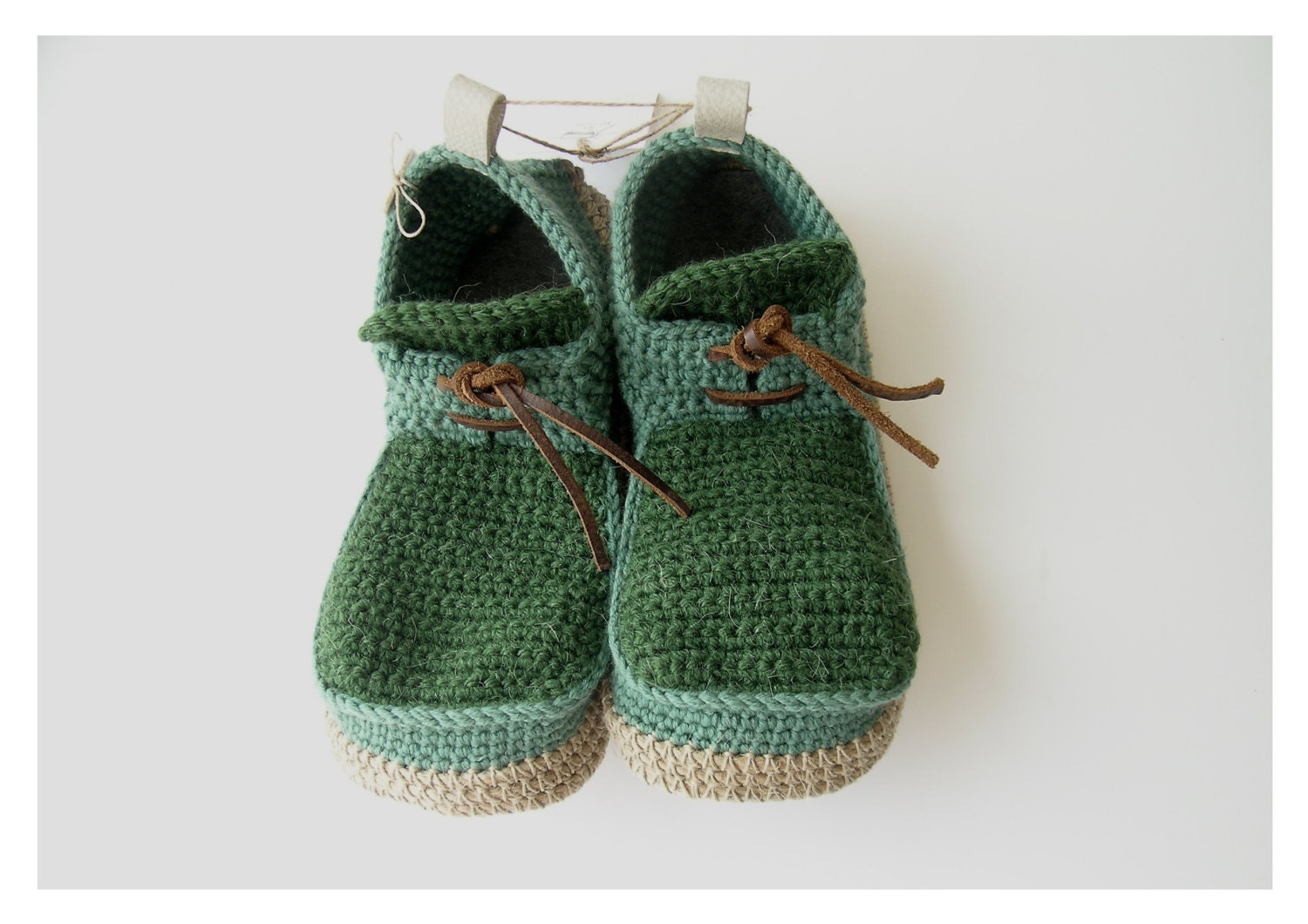 House Shoes with Leather Sole in dusty green - all adult shoe sizes