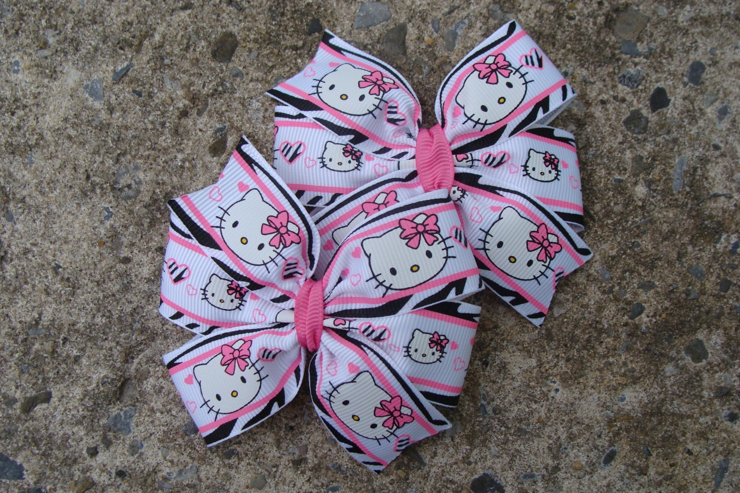 Kitty Hair Bows Pinwheel hair bows Zebra hair bows