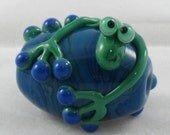 Green and Blue Lizard Chameleon Gecko Lampwork Glass Artisan Handmade SRA Bead NLC Beads leteam
