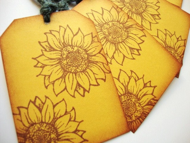 Sunflower Gift Tags Rustic Garden Party Summer Autumn