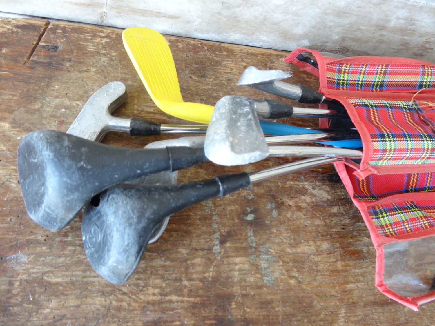 Vintage Child's Golf Clubs From The 1960s Plaid