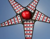 Stars and Stripes- 8.5 inch lacquered glass star in red white and blue