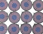 Bunting Boules- 13 red white and blue lacquered glass discs on bakers twine