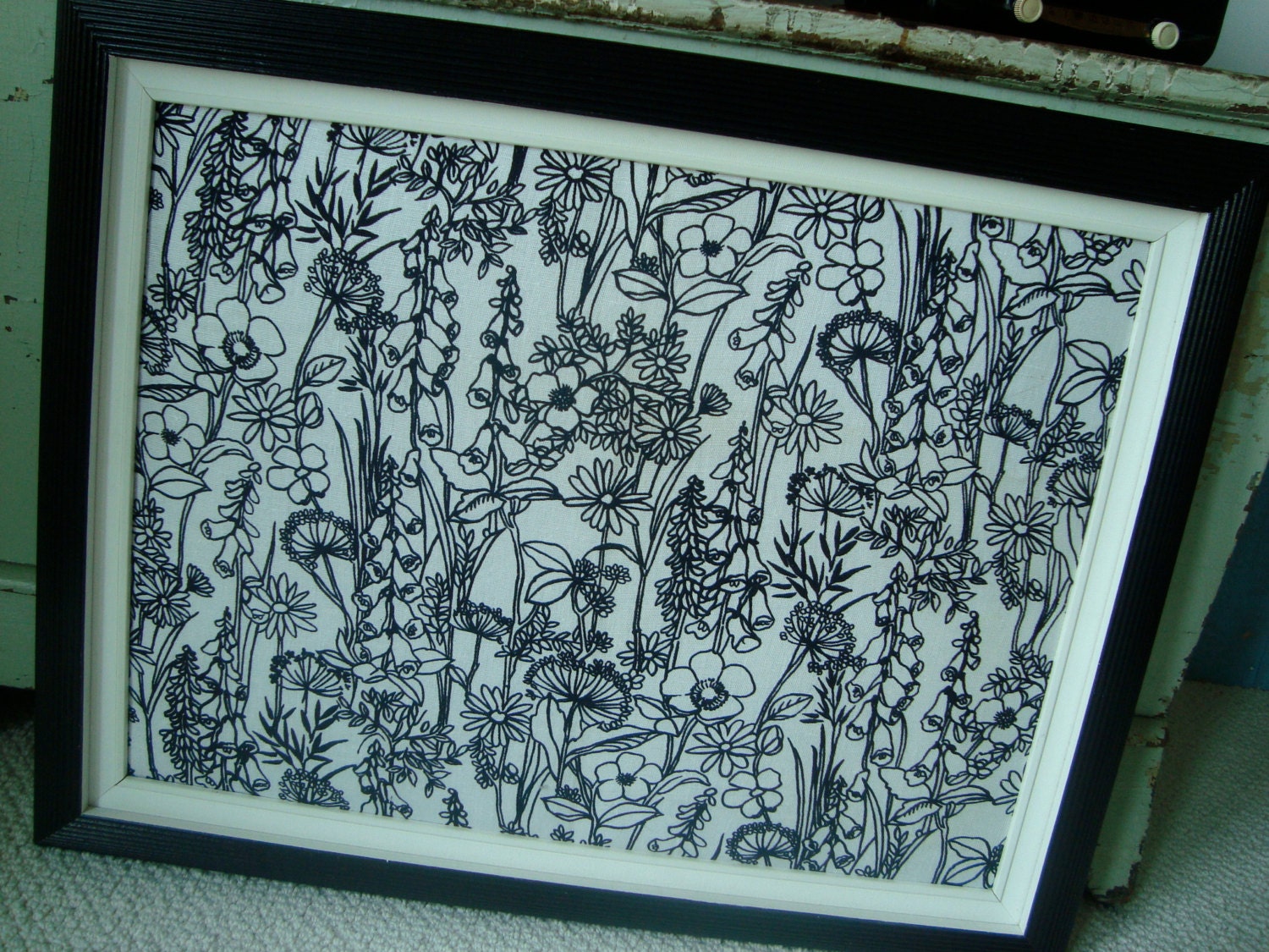 Vintage Framed Fabric Wall Hanging 29 x 23"
