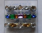 Rhinestone Barrette, Silver Crystals, Jewel Gems, Gold Crystal - Vintage Style Hair Clips - Wedding, Prom Accessory - Rhinestone Accessories