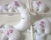 White Baby Elephants - Felt Baby Mobile - Choose your color