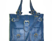 Leather Bag,Handbag, Shoulder Crossbody Purse, Orea M in Cerulean blue