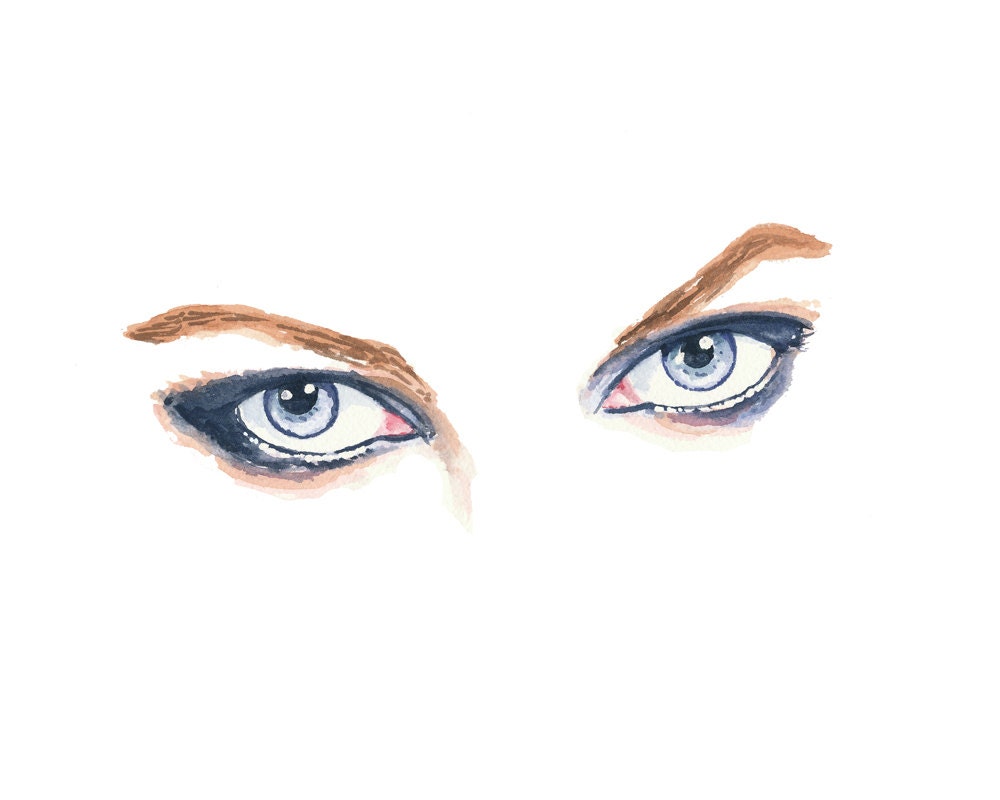Original Eye Watercolor Painting - Womens Eyes, Blue Eyes, 8x10 Painting