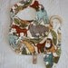 ORGANIC fabric Zoo Animals Bib and natural wood Teething Ring Set