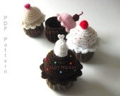 Pattern Crochet Ice Cream . Cupcake Pincushion Toys Cherry Trinket Box Kitchen Decor Nursery Decoration MariMartin Download Immediately