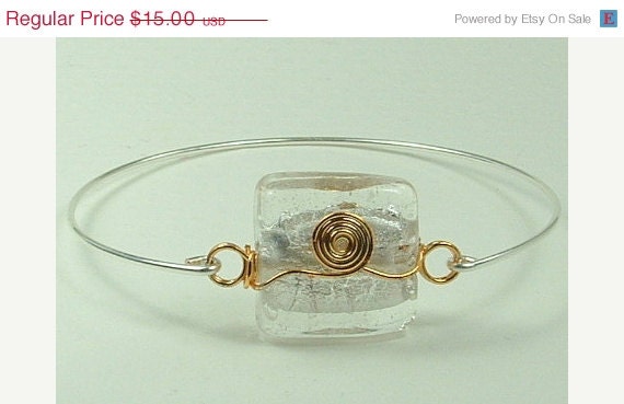 On Sale 10 % off Bangle Bracelet, Two Tone Bracelet, Gold and Silver Bracelet, Two Tone Jewelry, Silver and Gold Bracelet, Gold and Silver