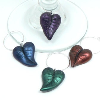 Colorful Leaf Shaped Wine Charm Set