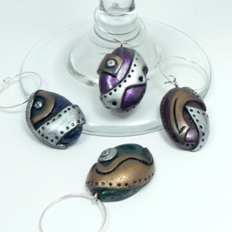 Cyber SteamPunk Wine Charms Sci-fi Multicolored