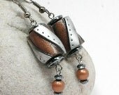 Rustic Faux Copper Earrings Edgy Urban Style