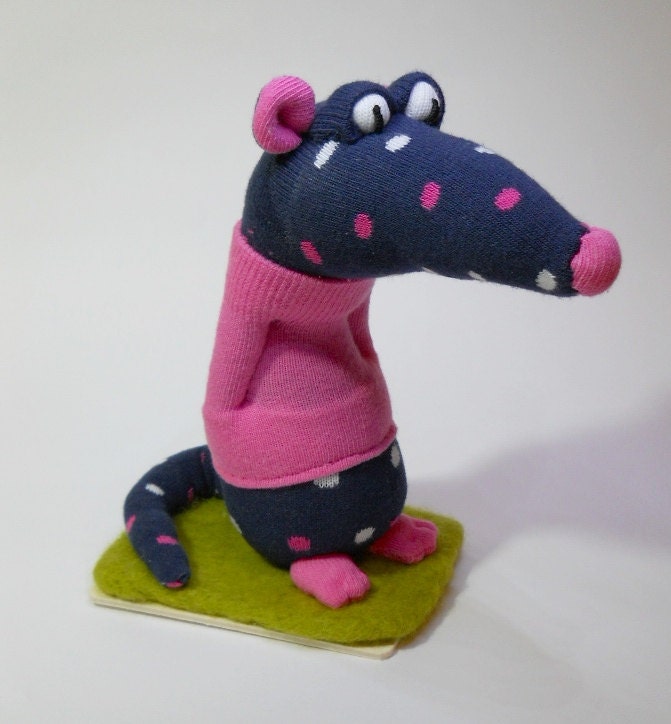 Sale rat sock animal  soft sculpture called Robbie.