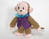 Amigurumi miniature crocheted kawaii animal monkey called Moe