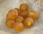 Gold African Ghana Glass Beads 9mm to 10mm - 10 Beads