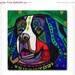 50%  OFF SALE - Bernese Mountain Dog Art Tile dog coasters - Boxer Dog GIFTS - Blue Green Ceramic Tile - Dog-Modern Abstract Print on Coast