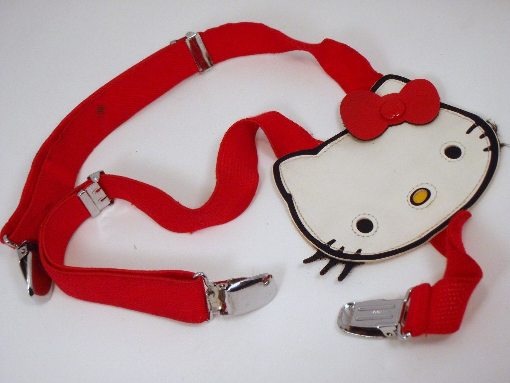 Retro 80s Classic Hello Kitty Red Stretch Suspenders Sanrio