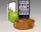 iPhone dock. iPod dock. 382. Reclaimed tree slice. Smoothly finished end grain. Live edge. Simple ... natural ... beautiful. FAST shipping.