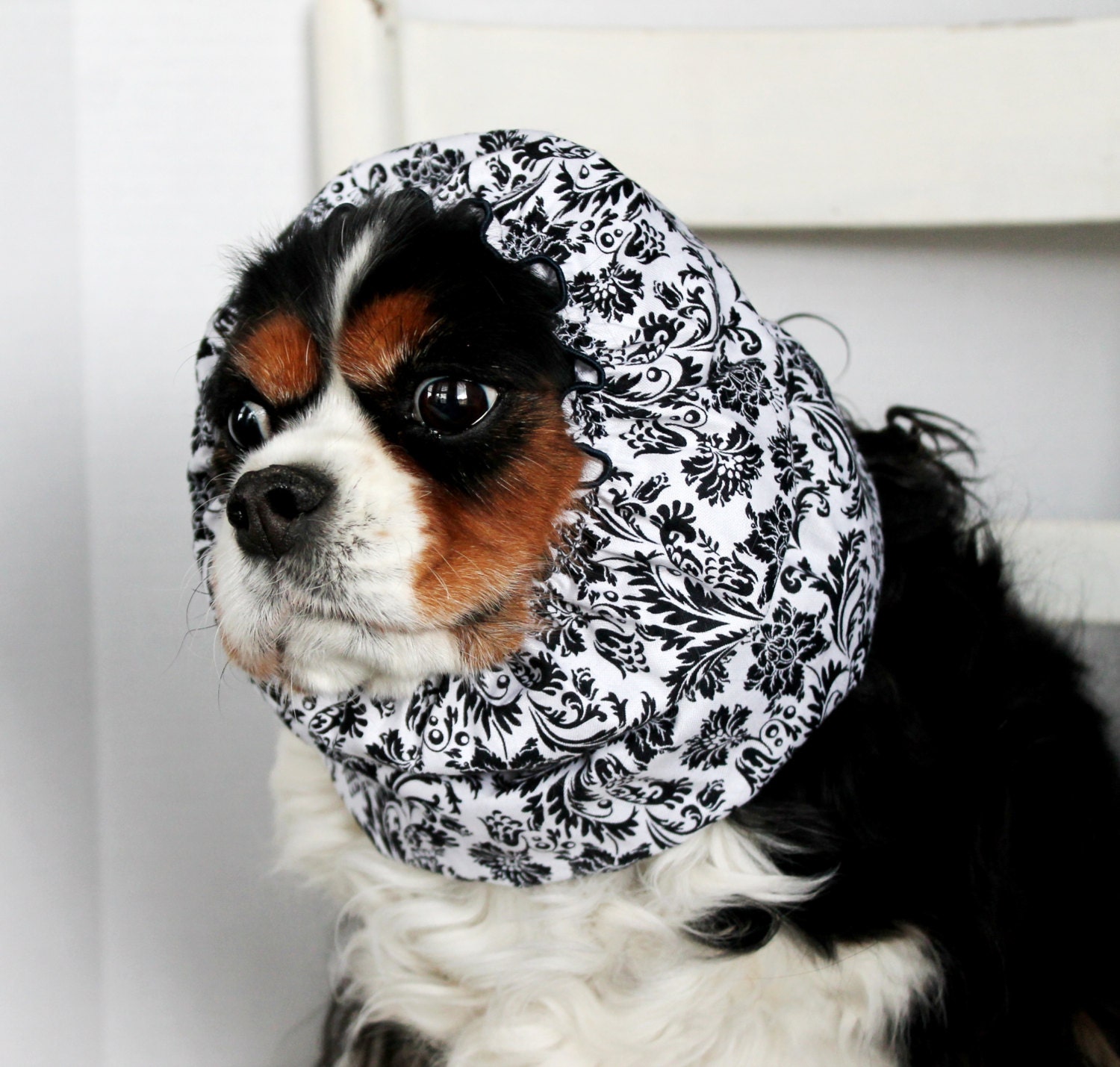 Black and White Flowers Dog Snood