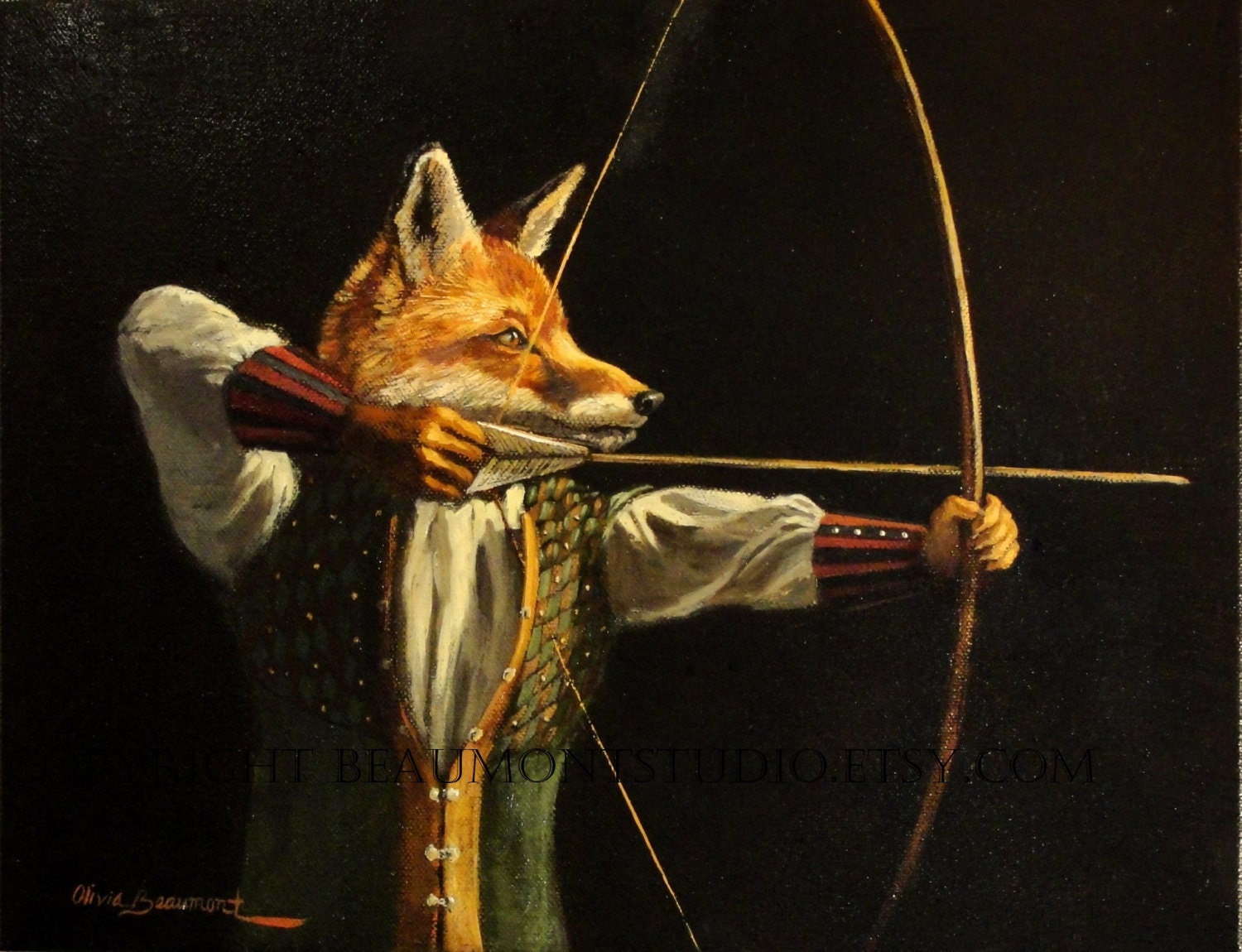 Fox Art "Archer" - 11x14" - Giclee Cavas Print