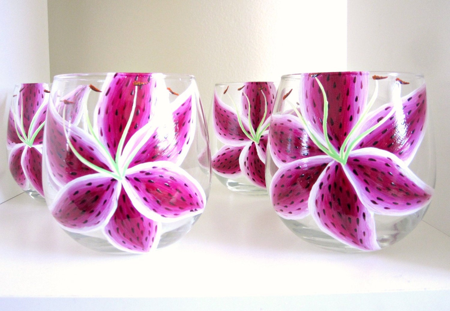 Stargazer Lily Glasses- Set of 4