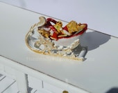 RESERVED listing for llse De -Miniature Christmas, tray (sledge shape) with cookies, dollhouse scale