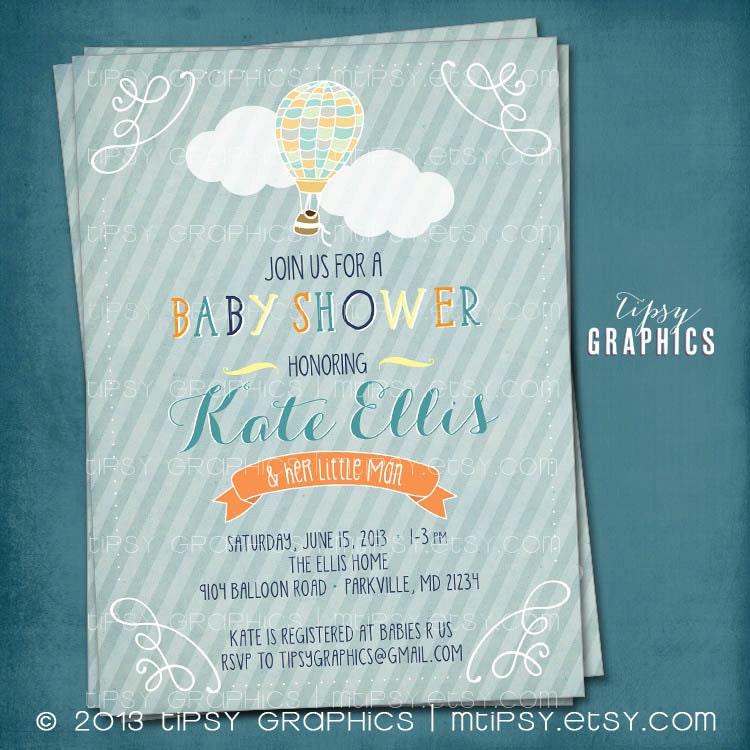 Hot Air Balloon. Sweet Baby / Bridal Shower Invite by Tipsy Graphics Il_170x135