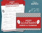 Football. Advice for All Star Baby or Parents. Funny MadLibs or Sweet Advice or Baby Stats. By Tipsy Graphics. Printable Cards any colors