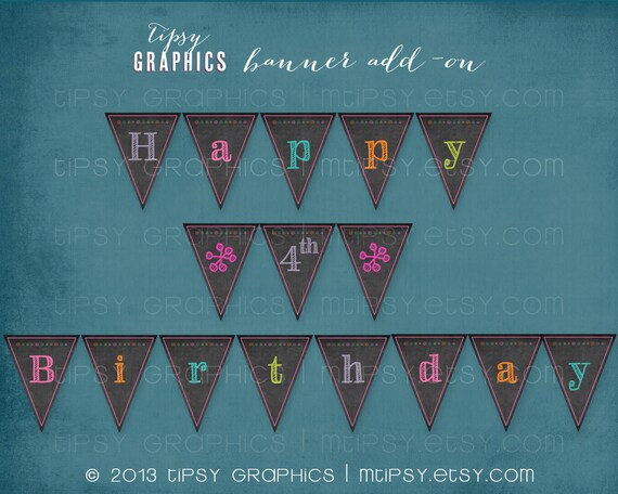 Colorful Chalkboard Printable Birthday Party BANNER by Tipsy Graphics. Il_570xn