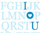 Alphabet ABC I Love Heart You Blue Nursery Wall Art Print Subway Art Typography Digital Print