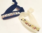 Choose One Studded Gold or Silver Elastic No Kink Hair Tie Arm Candy Choose Colors Girly Rock Hipster DOLLAR SHIP in US