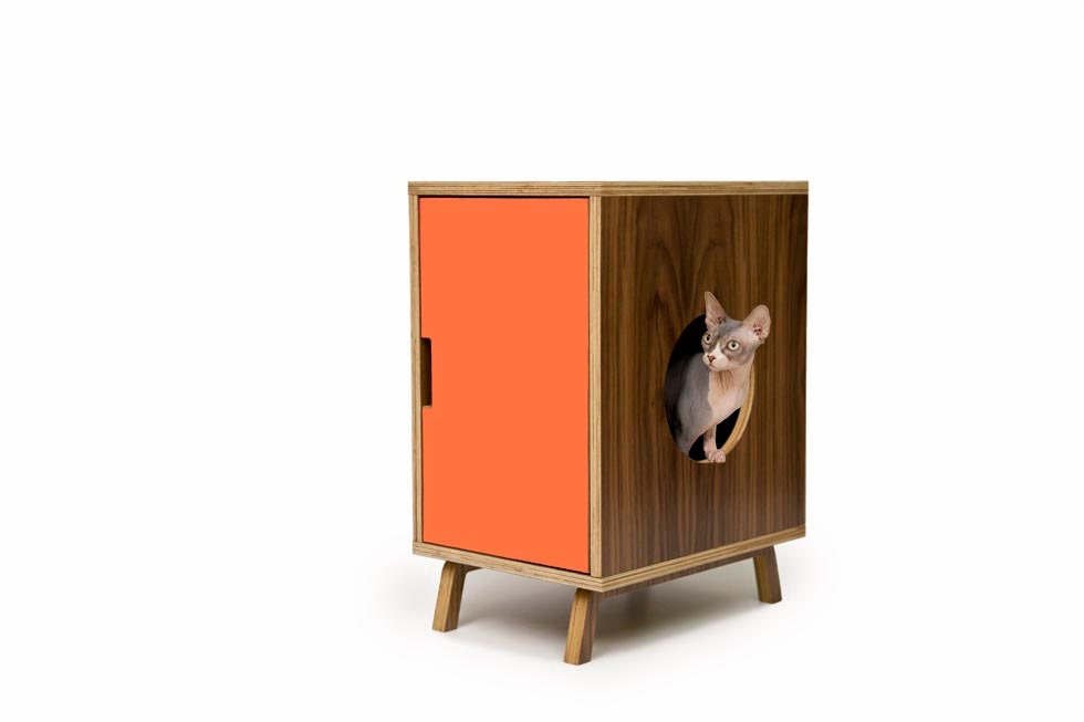 Mid Century Modern Cat House Side Table & Litter Box Cover