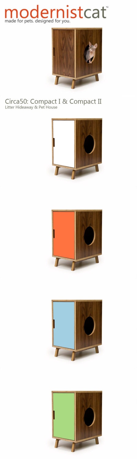 Mid Century Modern Cat House Side Table & Litter Box Cover