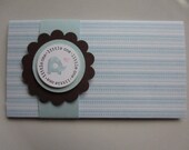 Gift Card Holder - New Baby  - Light Blue and Brown Elephant - Money Holder - New Baby