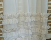 Tattered Ruffles Curtain Panel in Off White Washed Cotton Muslin