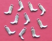 COWBOY BOOT Charms x 10, tibetan silver style, antique silver tone