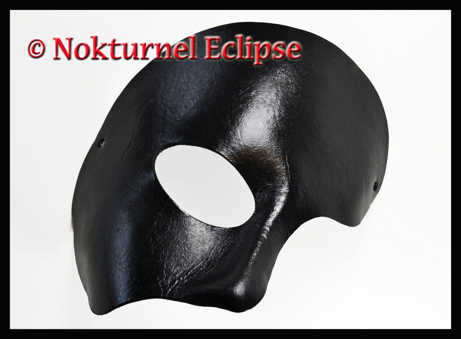 Black Phantom Leather Half Mask Theater Opera Masquerade Fantasy Halloween Costume Party Cosplay Unisex - Available in Any Basic Color