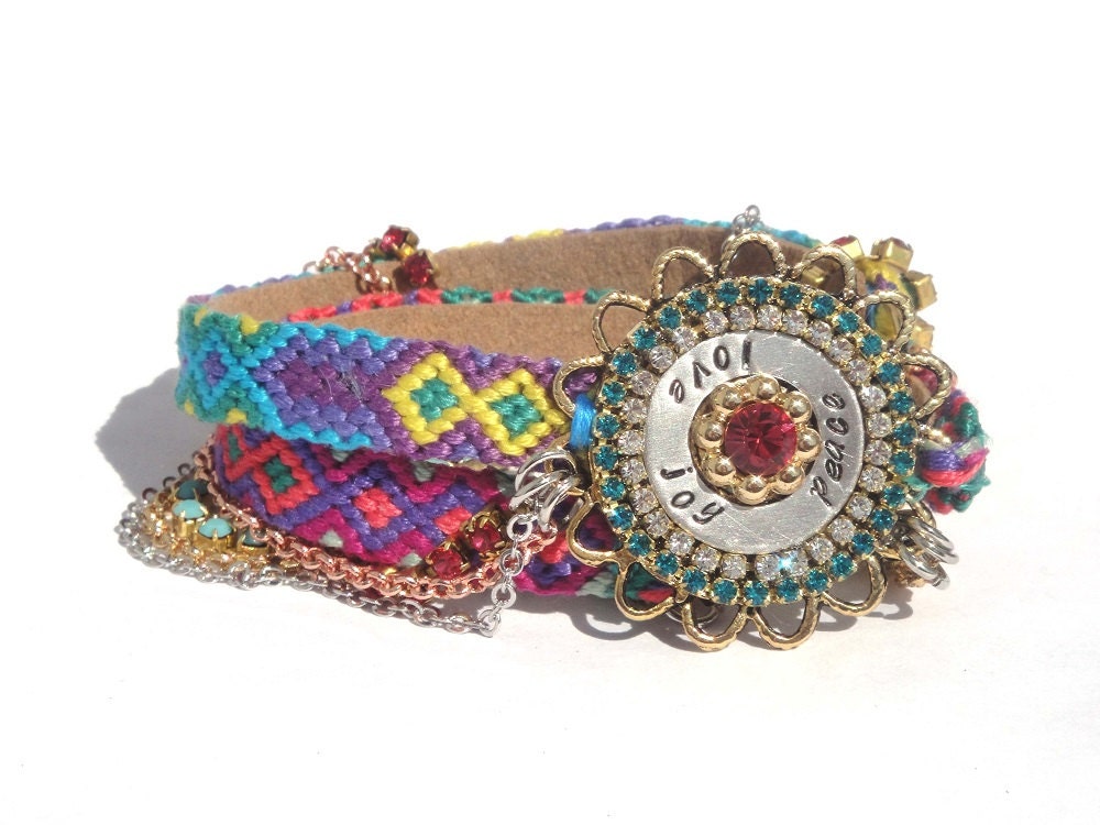 SS2013 Friendship bracelet wrap collection - OOAKjewelz original design - Handstamped jewelry - wrap bracelet - bohemian hippie jewelry