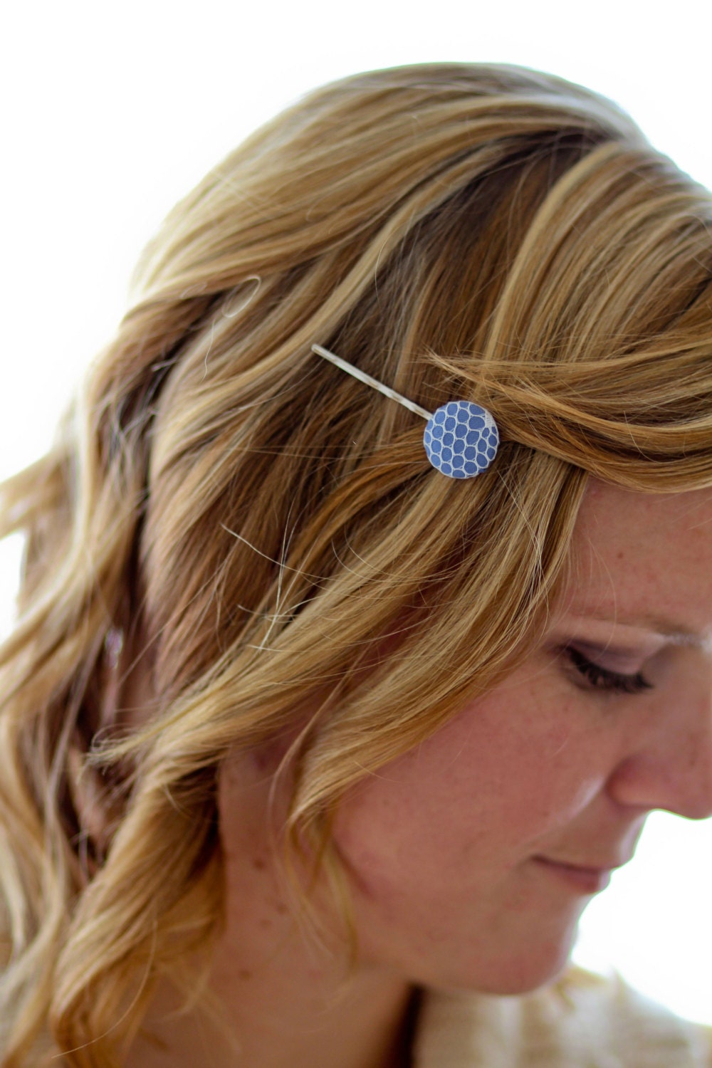 two cotton and lace button hairpins: choose your colors