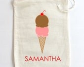 Ice Cream Social Drawstring Favor Bags
