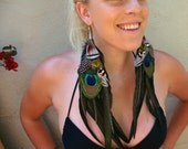 Long Peacock Feather Earrings - Summer Gypsy