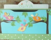 CUSTOM TOYBOX TOYCHEST Birds  Wooden Storage Bench Storage Box
